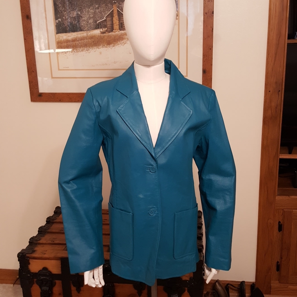 Teal Jacket / Blazer LEATHER 16R